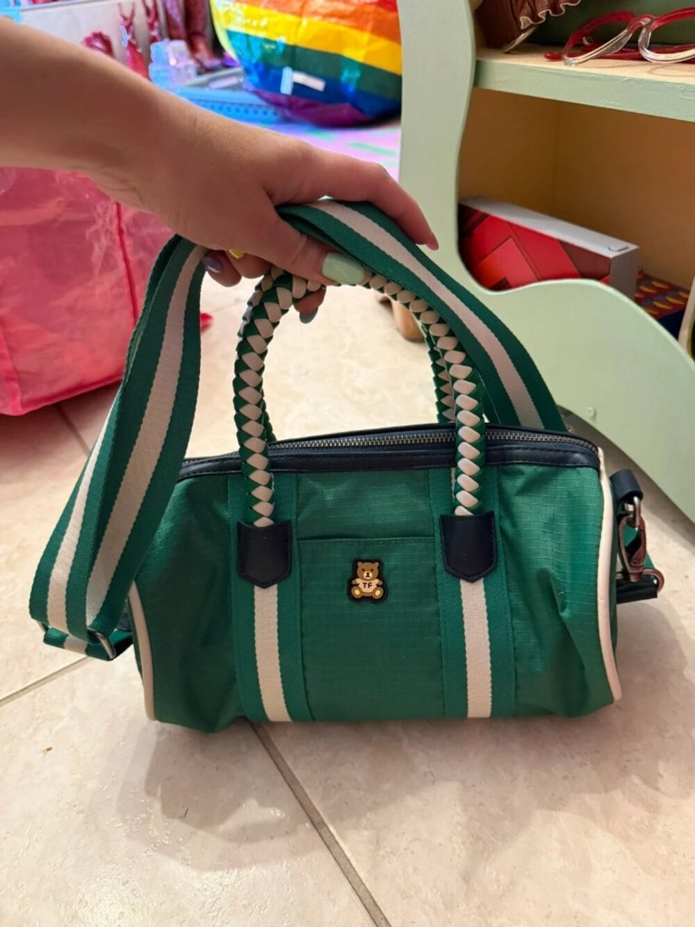 Teddy Fresh round barrel tote bag brand new